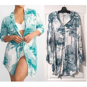 Kilo Brava | Bamboo Modal Sleep Shirt In Palm Toile Print